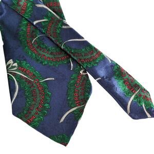 Vtg Hallmark Men's Christmas Wreath Satin Neck Tie, SpecialTies Made USA Holiday